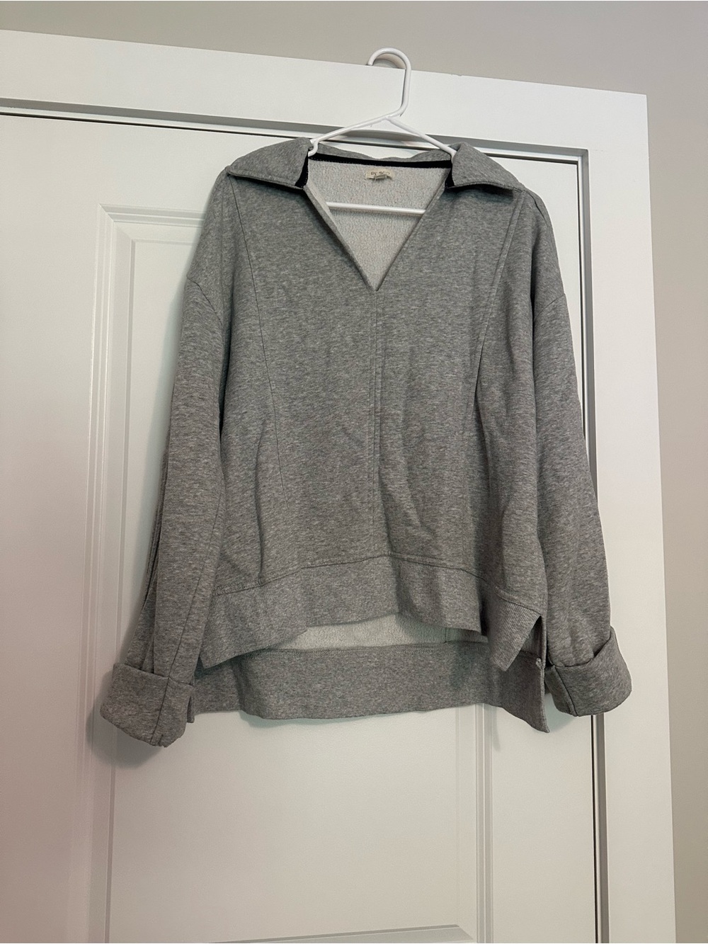 Pilcro Heather Gray Collared V-Neck Pullover